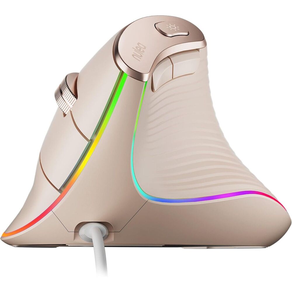 Nulea M504 Wired Vertical Ergonomic Mouse Pink 4 DPI 11 RGB PC Mac